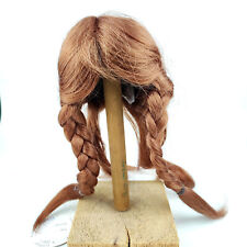 Echthaar Puppenperücke, zwei Zöpfe, Langhaar Hals, Erdbeerblond, 9" bis 9,5"