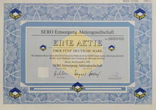 SERO ENTSORGUNG AG BERLIN 1994 5 DM AKTIE + KUPONBOGEN  HIST. WERTPAPIER