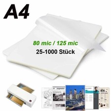 A4 Laminierfolien 25-1000 Stück glänzend Laminiertaschen 2x 80 Mikron 2x 125 Mic
