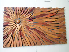 Holz Mosaik Bild Wandschmuck Kunst Handwerk 3D , 50 x 30 cm aa2