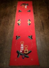 Vintage 60er Advent Weihnachtszeit Tischläufer Zierdeckchen bestickt Handarbeit