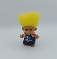 Troll Zwerg Kind Knolli Gelbe Kurze Haare Braune Augen Figur Vintage Rarität TOP