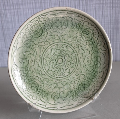 Keramik teller mit grüner - keramik,