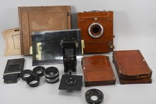 Q15K98- Holz Plattenkamera mit Zubehör ua Objektiven und Agfa Balgenkamera 