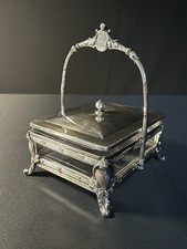 Butterdose Antik Glas & versilberte Montur Jugendstil 