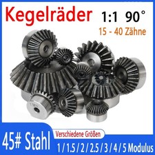 Kegelräder Modul 1/1,5/2/2,5/3/4/5 15T - 40T Kegelzahnrad 90° 1:1 Paarung Metall