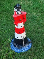 Leuchtturm roter Sand mit Beleuchtung 50cm Maritim Garten Deko Figur Dekoration