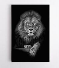 LEINWAND BILD LÖWEN Tier Bilder Dark Löwe Schwarz und weiß Wandbilder