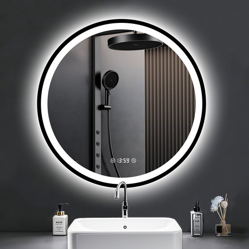 Led badspiegel rund schwarz - led,