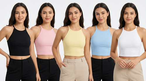 Damen high neck crop - damen,
