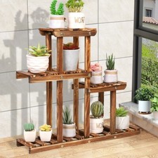 Blumentreppe Pflanzregal Holz Blumenständer für Kleine Balkon Garten Deko 58cm