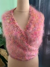 Mohair Seide Strick Dreieck Schal 104x162x104 Bunt dick flauschig mittig ca 68cm