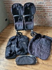 Bugaboo Donkey 3 Twin Kinderwagen Komplettset in Schwarz Fußsack Tasche 
