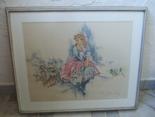 Großes 54,5 x 66,5 cm Stickbild MY FAIR LADY  Stickerei in Bilderrahmen 