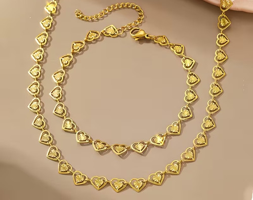 Damen herz schmuckset gold - ✨,