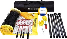 Amazon Basics Volleyball-Badminton-Kombiset mit Netz & Tragetasche