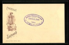 Lithographie Chocolat Suchard, Mädchen mit Handwagen 1914 