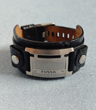 Fossil Herren - Armband schwarz , Leder, Edelstahl