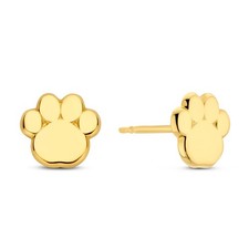 Dog Paw Stud Earrings 585 Gold