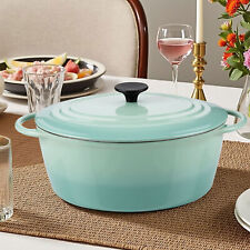 Gusseisen Topf 30cm 5.5L Gusseisen Bräter mit Deckel Emaille Topf Schmortopf