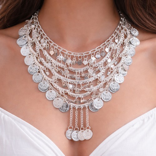 Collier halskette mit münzen - collier,