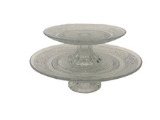 2er Set Tortenplatte  Glas auf