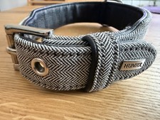 HUNTER Halsband, 55cm, Leder, Stoff, Neuwertig, Grau, Hundehalsband