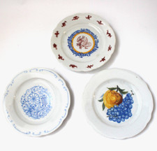 3x Günter Furch 1937-38 Antik Teller Porzellan Blumen Volkskunst handgemalt Art