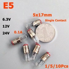 E5 Schraube Mini Glühbirne kleine Signallampe Perlen 6,3V/12V/24V 0,1A 5x17mm