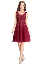 Candy Damen Kleider V-ausschnitt Knielangen Cocktailkleid Trauzeugin Partei S