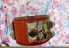 Hermes COLLIER DE CHIEN ORANGE KROKO ARMBAND