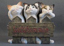 Willkommen Schild Katzen Figur