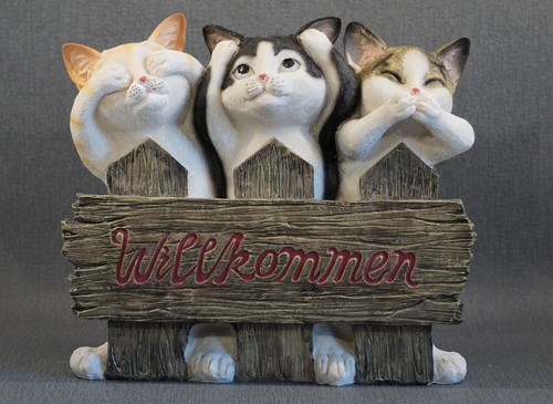 Willkommen schild katzen figur - schild,