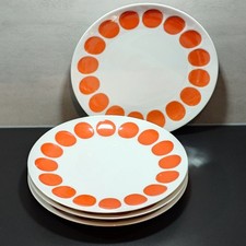 4x große Porzellan Speiseteller mit orange-roten Punkten von H&CO Heinrich SELB