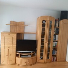 Wohnzimmer Schrankwand Erle massiv 