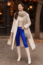 Neu Satinhose royalblau Skinny