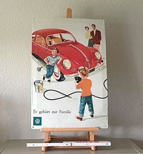 Blechschild 40 X 60 VW Volkswagen 1200 Käfer Kultauto „Er gehört zur Familie“ D5