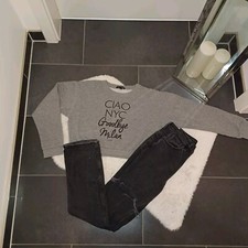 Outfit-Set XS 152 158 Sweatpulli Milan Grau  Schwarz Hollister Jeans Hose Gr.23 