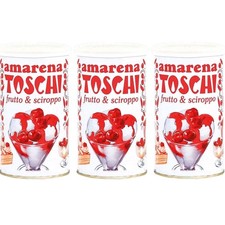 (49,98€/kg) Toschi Amarena Kirschen in Sirup 3x400 g Dose, glutenfrei, Eis, Ita