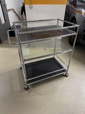 USM Haller Barwagen Servierwagen Couchtisch - Schwarz Glas