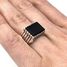 925 Silber Ring schwarzer Onyx