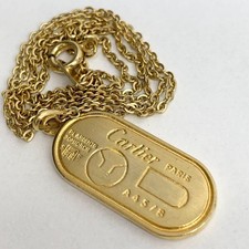 【Selten】Cartier Platte Halskette graviert mit Logo, Gold Gebraucht Aus Japan ...