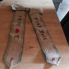 Alte Türschleife Kranzband  bestickt ,Spruch 