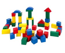 Holzbausteine 50 Stück bunte Holzbauklötze Bauklötze Holzspielzeug Trommel