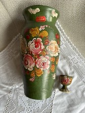 Holzvase Bauernmalerei grün