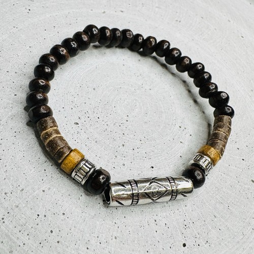 Armband tribal holz silber - tribal, 8