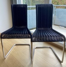 Neuwertig 2 TECTA B20 Kragstuhl Freischwinger in Chrom und Geflecht in Schwarz