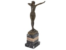 Jugendstil Bronze Skulptur Frauenakt Nude streckender Pose Sign. M.Piers 20.JHD