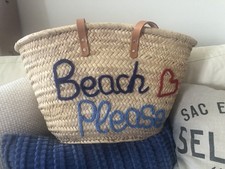 Tasche Shopper Korb Beach Please Beige Blau NEU