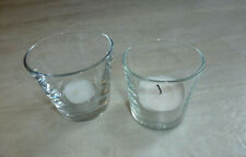 2 x Windlicht Deko Zylinder Glas H8cm Glaseinsatz Teelichthalter IKEA